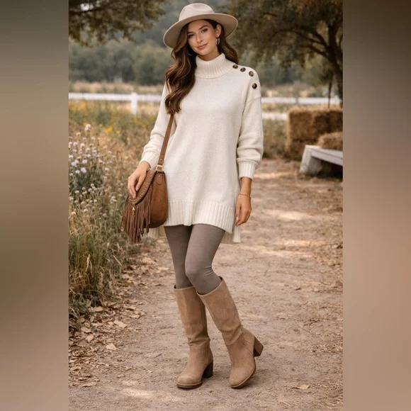 Anthropologie Margarita Tunic Sweater Cream Button S - Picture 1 of 7